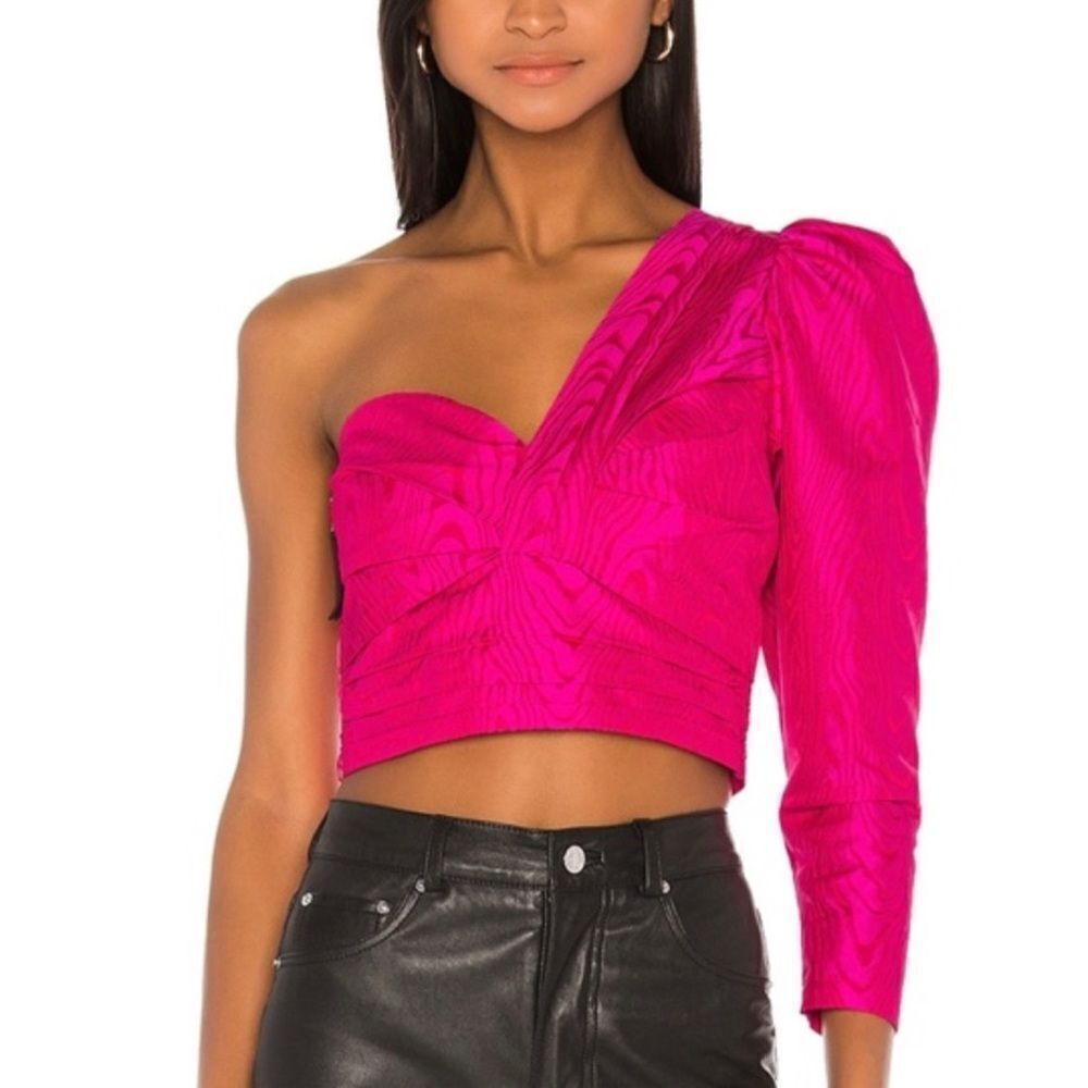A.L.C Womens Lizzy One-Shoulder Bright Berry Pink Crop Top Size 2